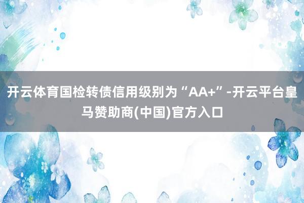 开云体育国检转债信用级别为“AA+”-开云平台皇马赞助商(中国)官方入口